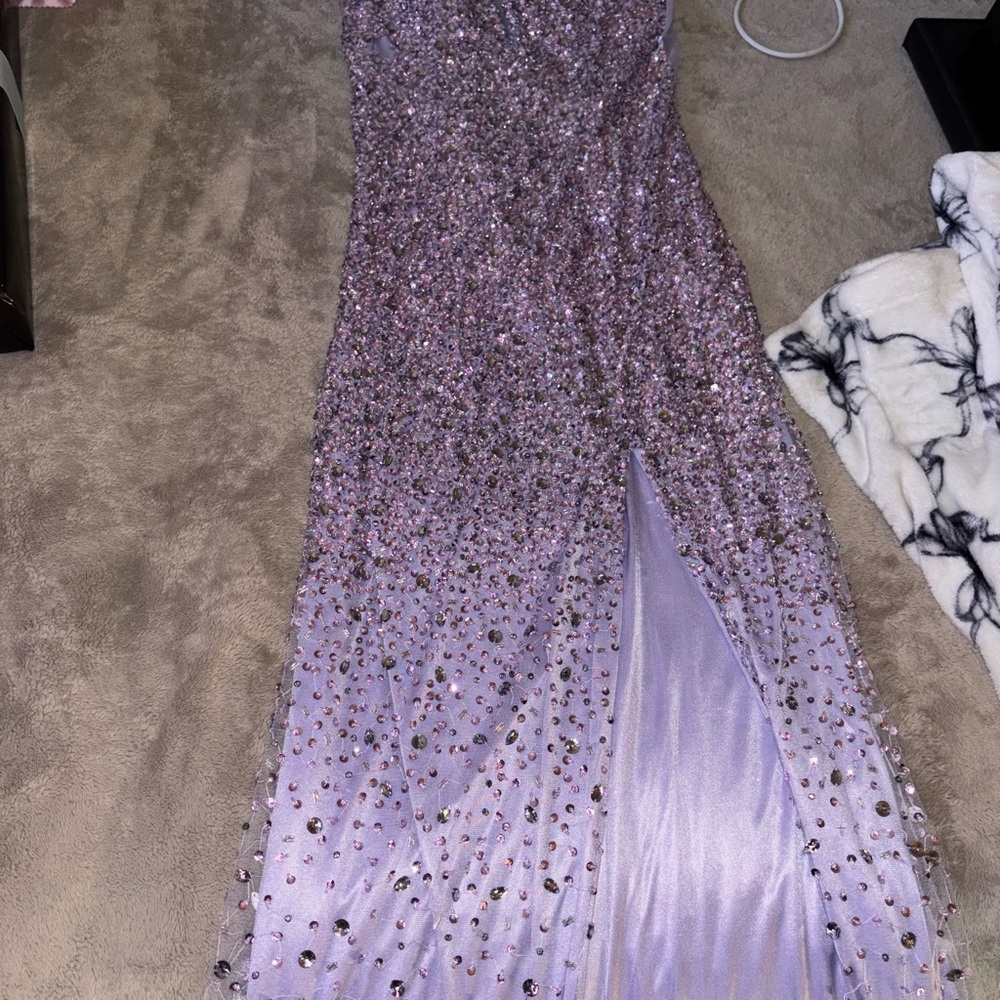 Elegant Purple Sequin Prom Dress